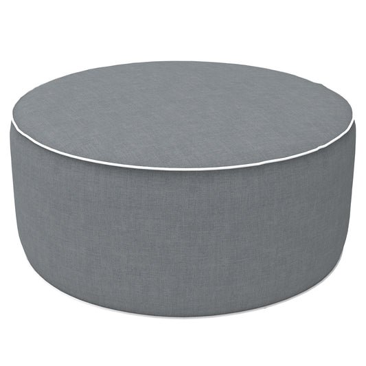 Outdoor Inflatable Stool Ottoman, All Weather Portable Footrest Stool, Furniture Stool Ottomans for Home Garden Beach, D31”xH14”, Textured Gray