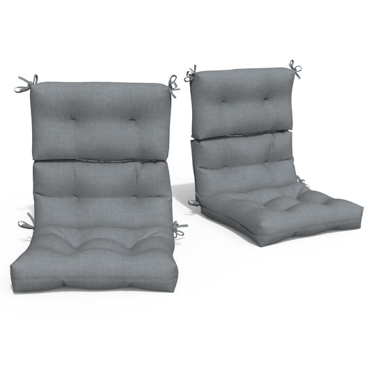Melody Elephant Outdoor Tufted High Back Chair Cushions, Water Resistant Rocking Seat Chair Cushions 2 Pack, Adirondack Cushions for Patio Home Garden, 22" W x 20" D, Textured Gray