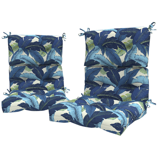 Melody Elephant Outdoor Tufted High Back Chair Cushions, Water Resistant Rocking Seat Chair Cushions 2 Pack, Adirondack Cushions for Patio Home Garden, 22" W x 20" D, Swaying Palms Blue