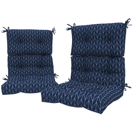 Melody Elephant Outdoor Tufted High Back Chair Cushions, Water Resistant Rocking Seat Chair Cushions 2 Pack, Adirondack Cushions for Patio Home Garden, 22" W x 20" D, Herringbone Navy