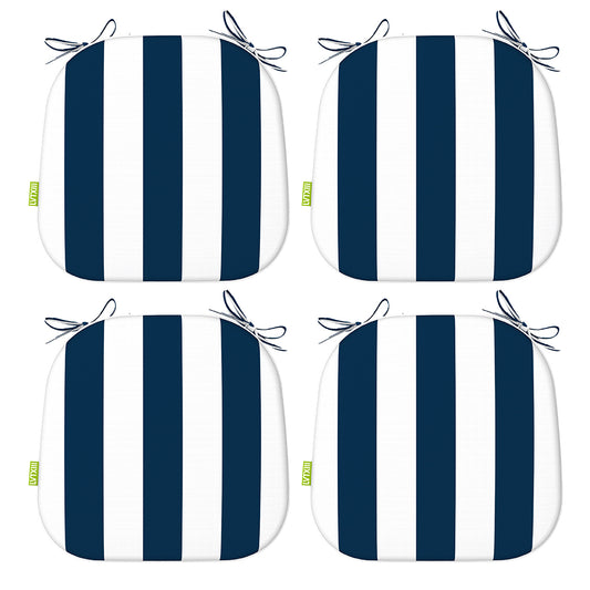 Melody Elephant Outdoor Chair Cushions Set of 4, Water Resistant Patio Chair Pads with Ties, Seat Cushions for Home Garden Furniture Decoration, 16”x17”,  Cabana Navy