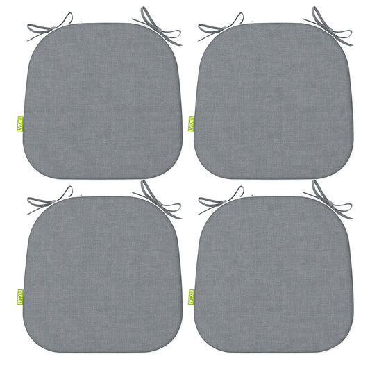 Melody Elephant Outdoor Chair Cushions Set of 4, Water Resistant Patio Chair Pads with Ties, Seat Cushions for Home Garden Furniture Decoration, 16”x17”,  Textured Gray