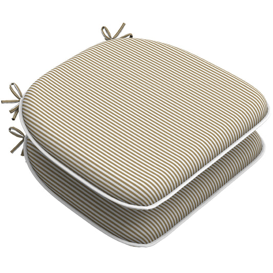 Melody Elephant Indoor/Outdoor Chair Cushions Set of 2, Fade Resistant Seat Cushions 16x17 Inch, Patio Chair Pads for Garden Home or Office Use, Stripe Beige