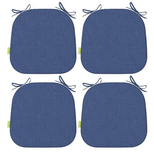 Melody Elephant Outdoor Chair Cushions Set of 4, Water Resistant Patio Chair Pads with Ties, Seat Cushions for Home Garden Furniture Decoration, 16”x17”,  Textured Navy