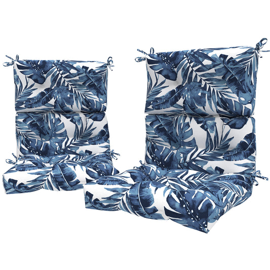 Melody Elephant Outdoor Tufted High Back Chair Cushions, Water Resistant Rocking Seat Chair Cushions 2 Pack, Adirondack Cushions for Patio Home Garden, 22" W x 20" D, Palm Blue