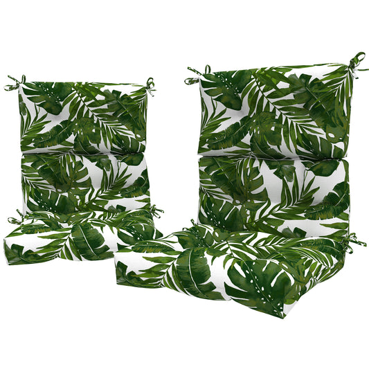 Melody Elephant Outdoor Tufted High Back Chair Cushions, Water Resistant Rocking Seat Chair Cushions 2 Pack, Adirondack Cushions for Patio Home Garden, 22" W x 20" D, Palm Green
