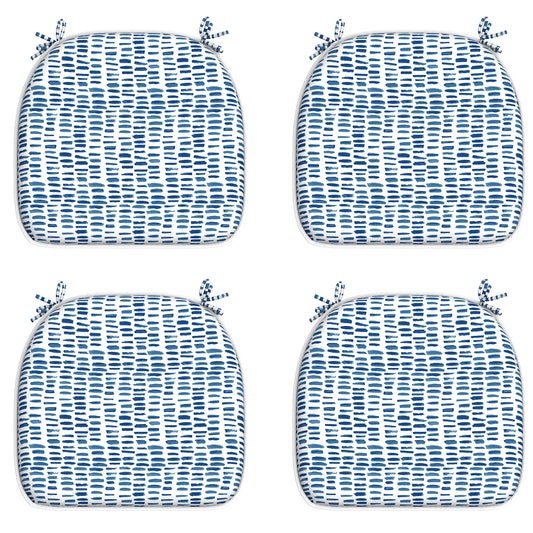 Melody Elephant Outdoor Chair Cushions Set of 4, Water Resistant Patio Chair Pads with Ties, Seat Cushions for Home Garden Furniture Decoration, 16”x17”,  Pebble Blue