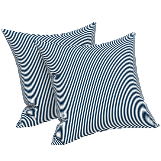 Melody Elephant Outdoor Throw Pillow Covers Pack of 2, Decorative Water Repellent Square Pillow Cases 18x18 Inch, Patio Pillowcases for Home Patio Furniture Use, Stripe Navy