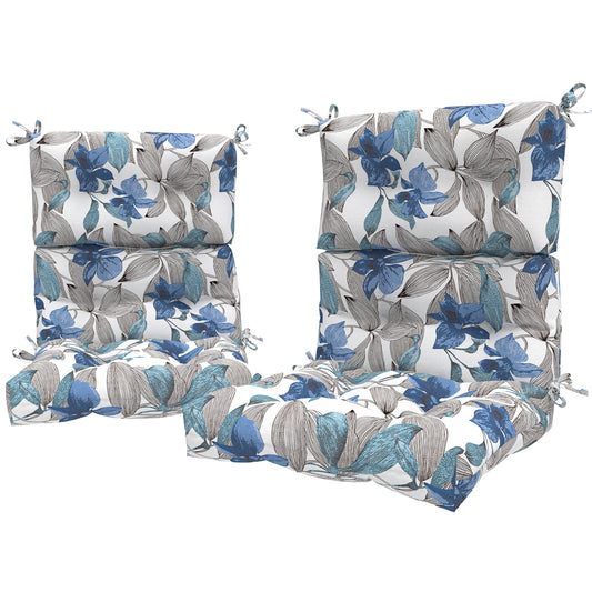 Melody Elephant Outdoor Tufted High Back Chair Cushions, Water Resistant Rocking Seat Chair Cushions 2 Pack, Adirondack Cushions for Patio Home Garden, 22" W x 20" D, Clemens Blue