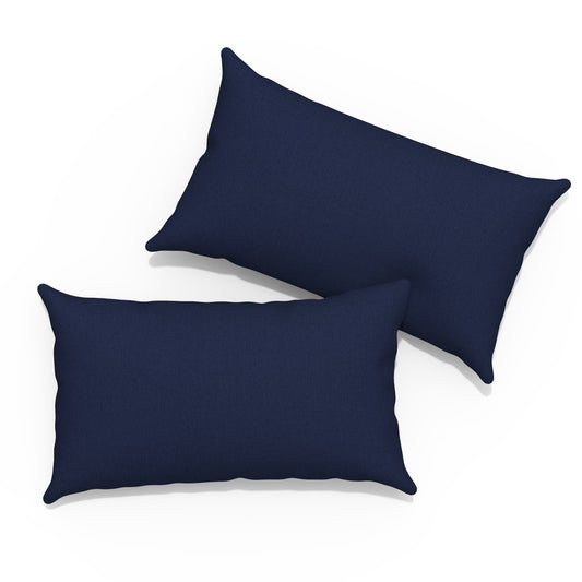 Melody Elephant Outdoor/Indoor Lumbar Pillows, Water Repellent Cushion Pillows, 12x20 Inch, Outdoor Pillows with Inserts for Home Garden, Pack of 2, Navy Blue