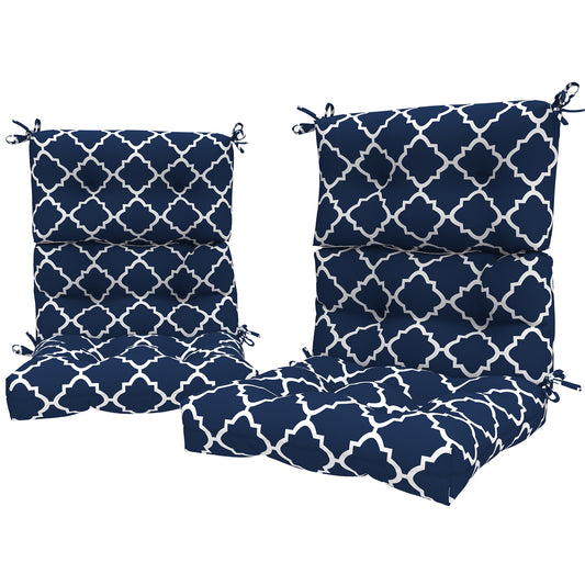 Melody Elephant Outdoor Tufted High Back Chair Cushions, Water Resistant Rocking Seat Chair Cushions 2 Pack, Adirondack Cushions for Patio Home Garden, 22" W x 20" D, Geometry Navy