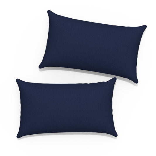 Melody Elephant Pack of 2 Outdoor Lumbar Pillow Covers, All Weather Cushion Pillow Cases 12x20 Inch, Pillowcase for Patio Couch Decoration, Navy Blue