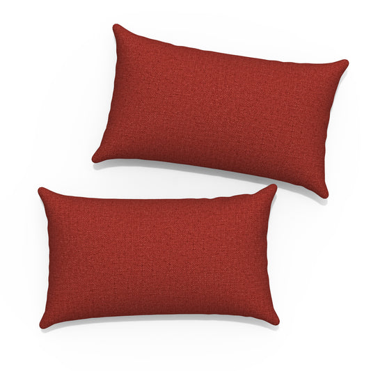 Melody Elephant Pack of 2 Outdoor Lumbar Pillow Covers, All Weather Cushion Pillow Cases 12x20 Inch, Pillowcase for Patio Couch Decoration, Brick Red