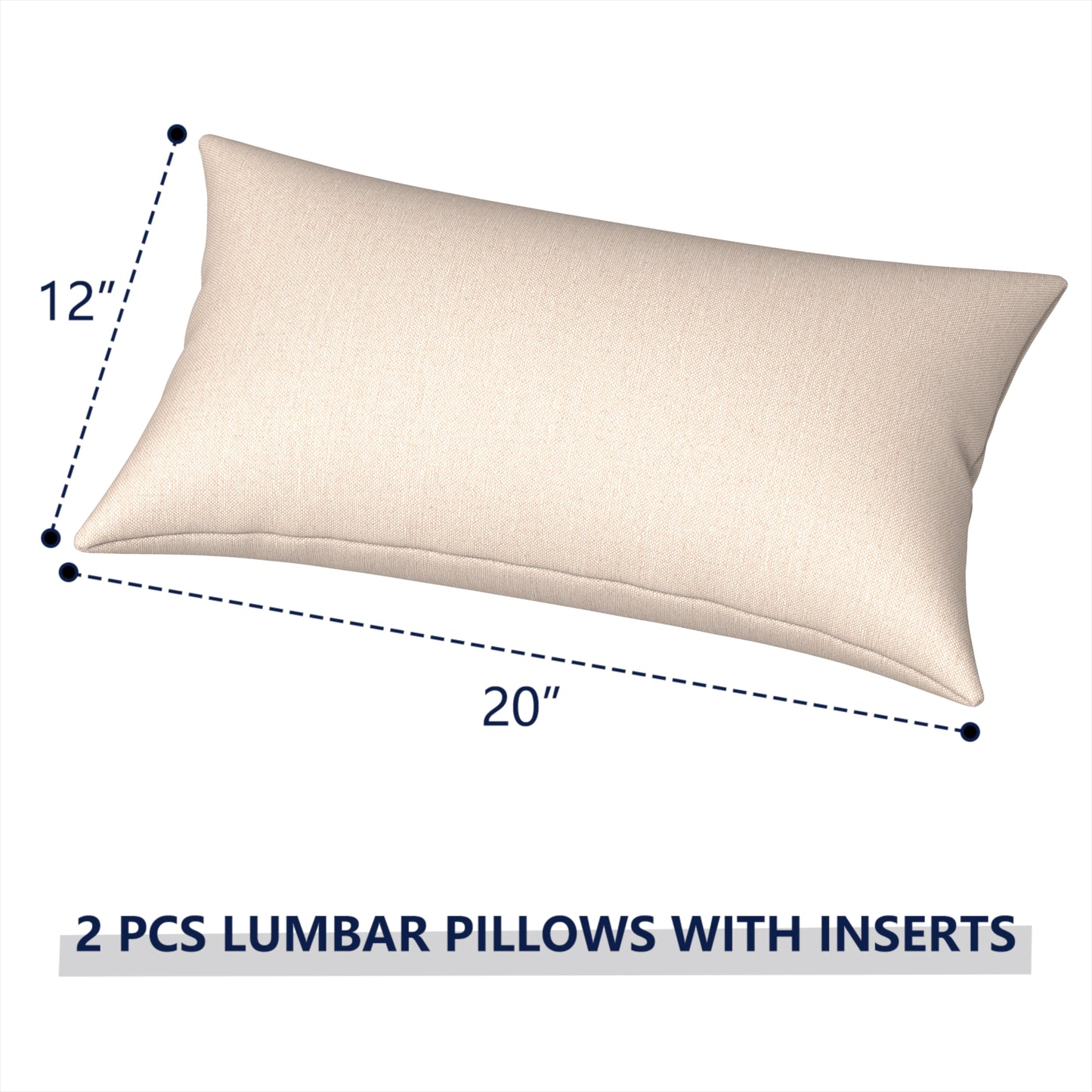 Melody Elephant Outdoor/Indoor Lumbar Pillows, Water Repellent Cushion Pillows, 12x20 Inch, Outdoor Pillows with Inserts for Home Garden, Pack of 2, Beige