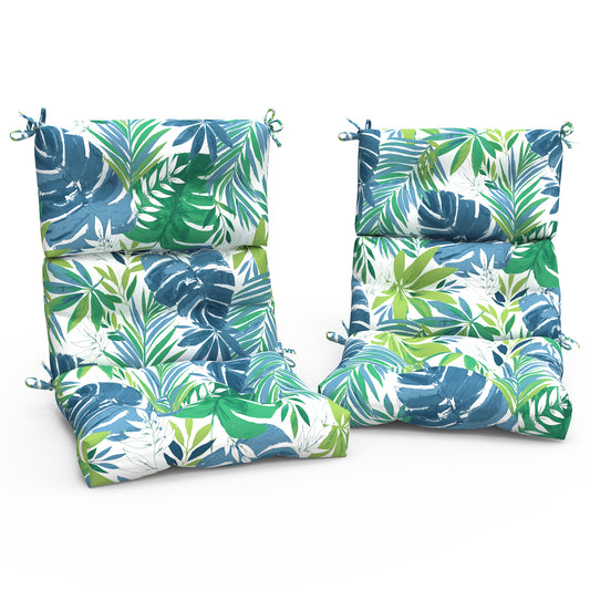 Melody Elephant Outdoor Tufted High Back Chair Cushions, Water Resistant Rocking Seat Chair Cushions 2 Pack, Adirondack Cushions for Patio Home Garden, 22" W x 20" D, Islamorada Blue Green