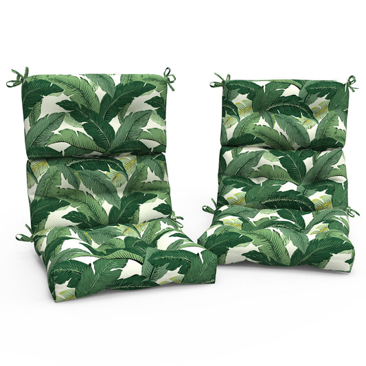Melody Elephant Outdoor Tufted High Back Chair Cushions, Water Resistant Rocking Seat Chair Cushions 2 Pack, Adirondack Cushions for Patio Home Garden, 22" W x 20" D, Swaying Palms Green