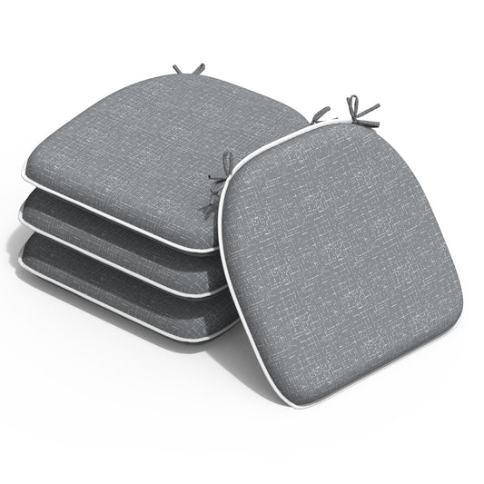 Melody Elephant Outdoor Chair Cushions Set of 4, Water Resistant Patio Chair Pads with Ties, Seat Cushions for Home Garden Furniture Decoration, 16”x17”,  Rave Graphite