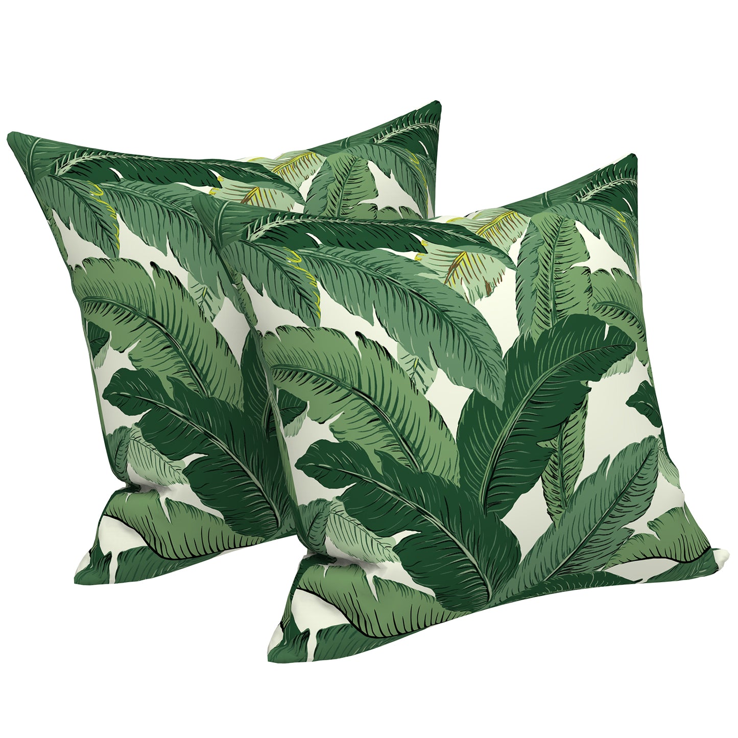 Melody Elephant Outdoor Throw Pillow Covers Pack of 2, Decorative Water Repellent Square Pillow Cases 18x18 Inch, Patio Pillowcases for Home Patio Furniture Use, Swaying Palms Green