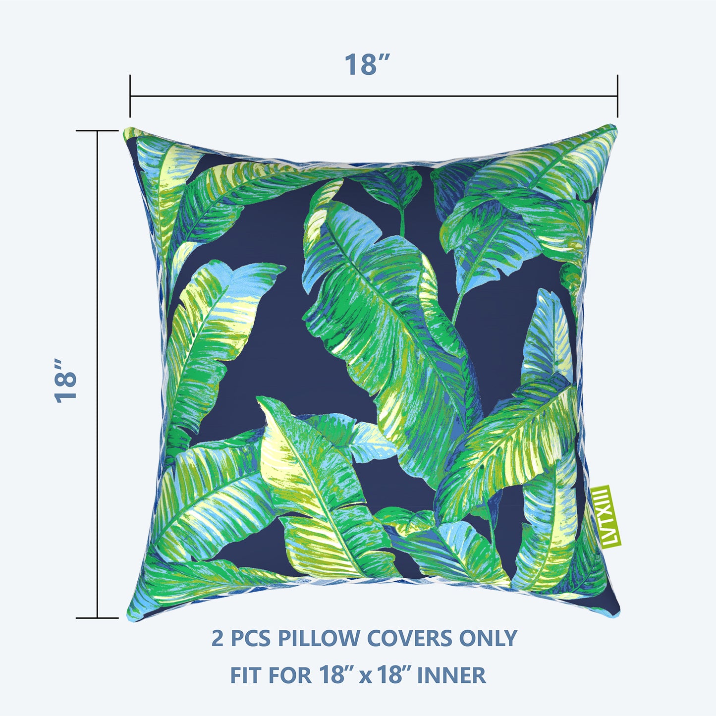 Melody Elephant Outdoor Throw Pillow Covers Pack of 2, Decorative Water Repellent Square Pillow Cases 18x18 Inch, Patio Pillowcases for Home Patio Furniture Use, Hanalei Lagoon
