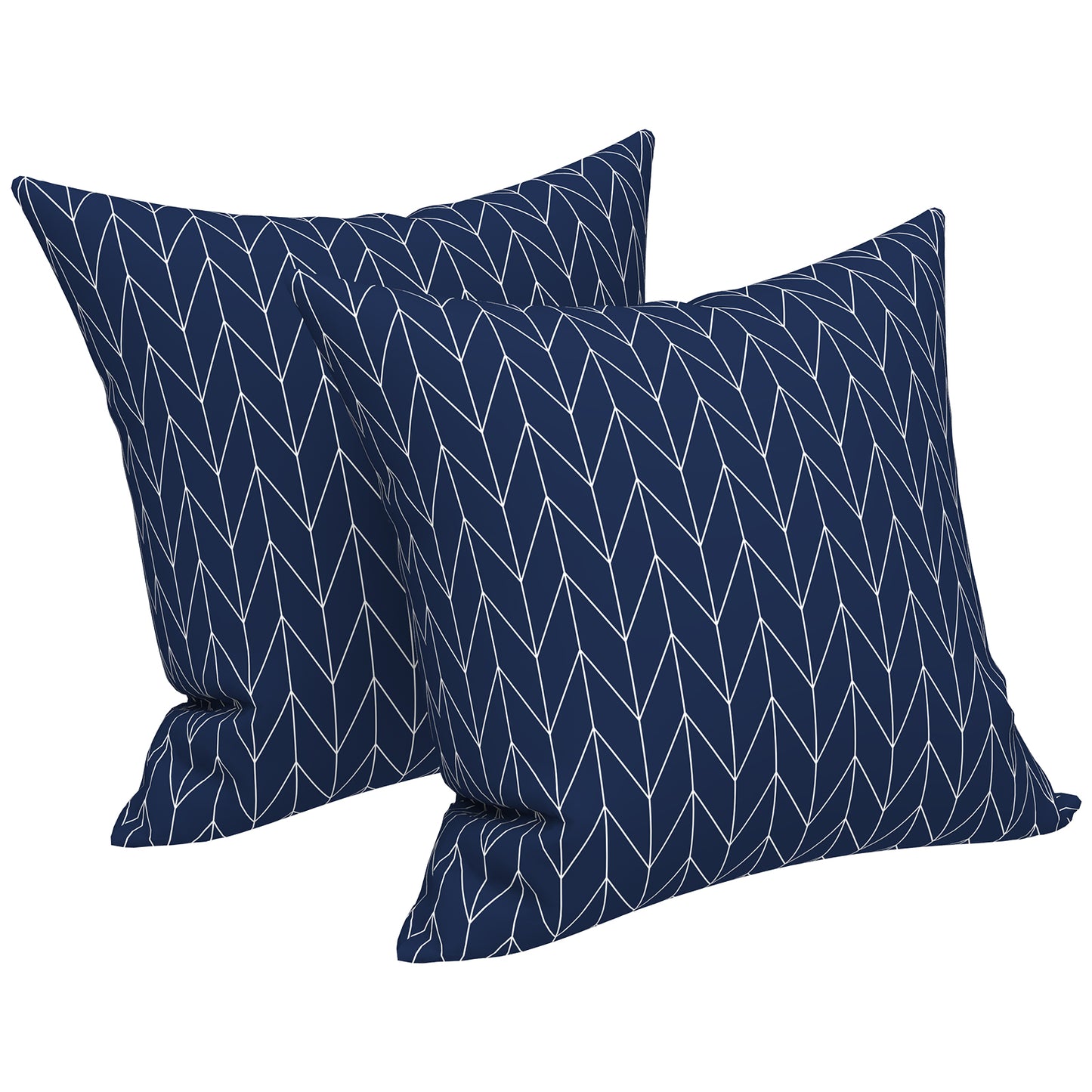 Melody Elephant Outdoor Throw Pillow Covers Pack of 2, Decorative Water Repellent Square Pillow Cases 18x18 Inch, Patio Pillowcases for Home Patio Furniture Use, Herringbone Navy