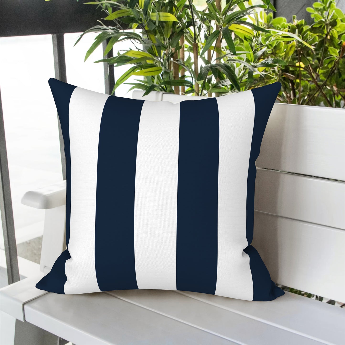 Melody Elephant Outdoor Throw Pillow Covers Pack of 2, Decorative Water Repellent Square Pillow Cases 18x18 Inch, Patio Pillowcases for Home Patio Furniture Use, Cabana Navy