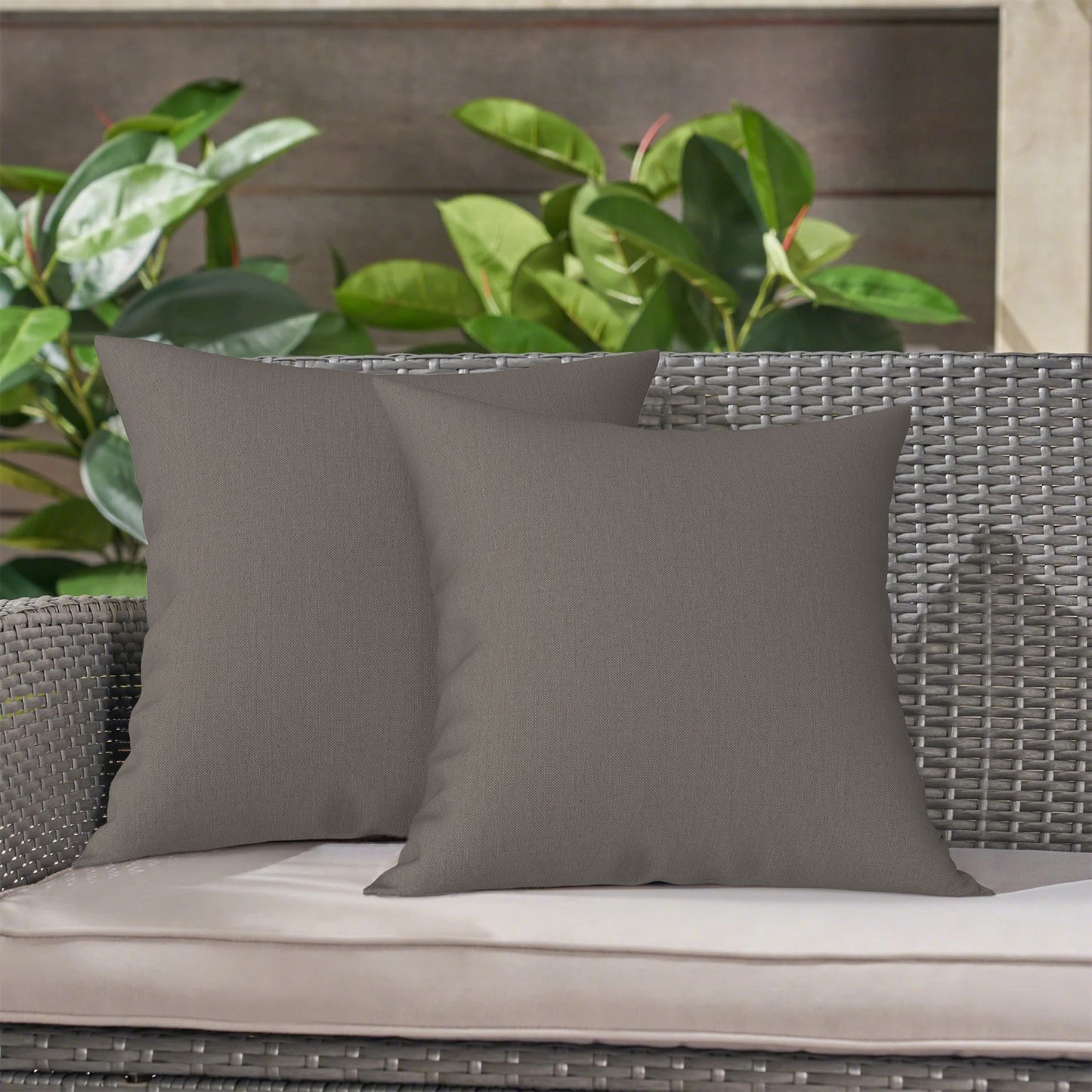 Melody Elephant Outdoor Throw Pillow Covers Pack of 2, Decorative Water Repellent Square Pillow Cases 18x18 Inch, Patio Pillowcases for Home Patio Furniture Use, Dark Grey