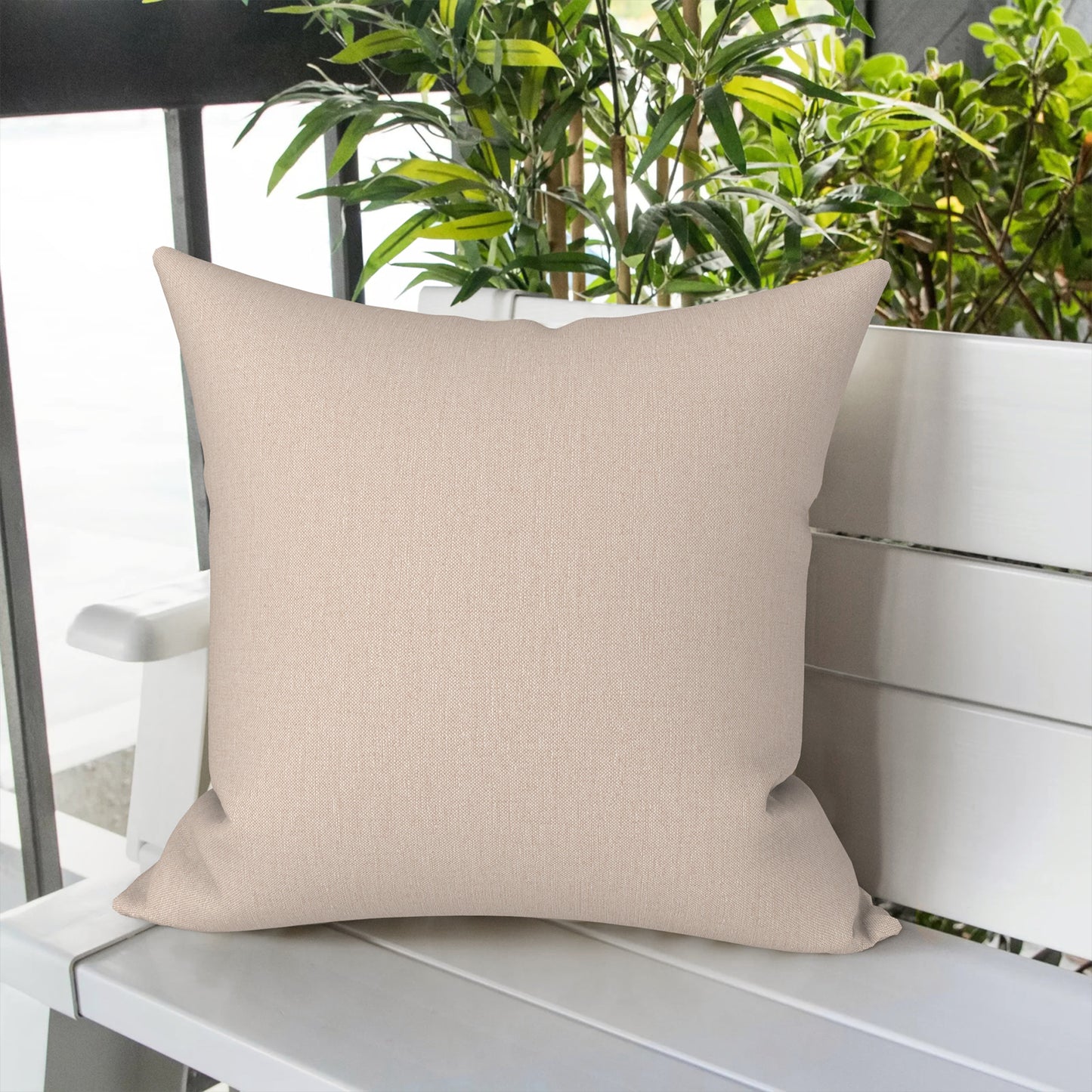 Melody Elephant Outdoor Throw Pillow Covers Pack of 2, Decorative Water Repellent Square Pillow Cases 18x18 Inch, Patio Pillowcases for Home Patio Furniture Use, Beige