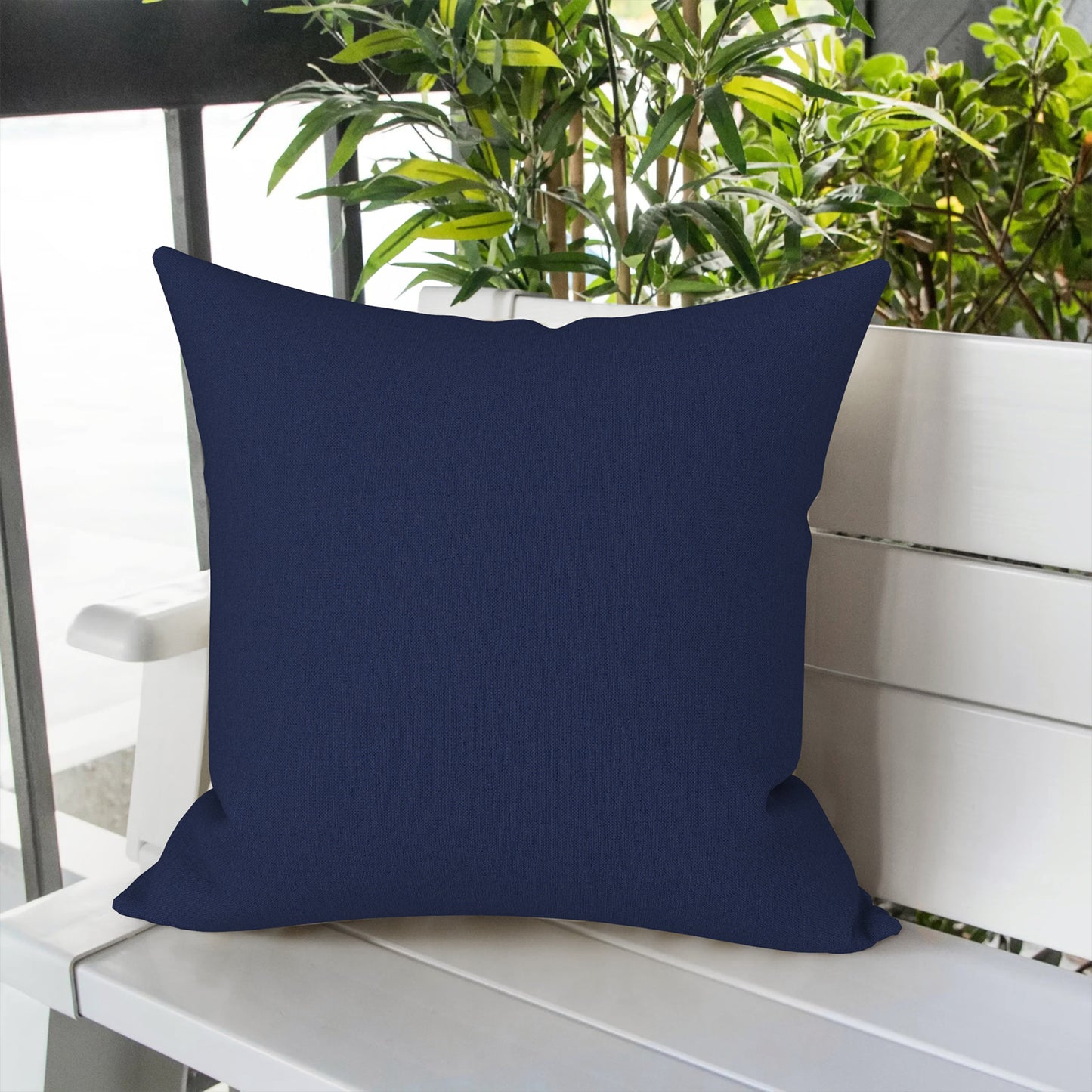 Melody Elephant Outdoor Throw Pillow Covers Pack of 2, Decorative Water Repellent Square Pillow Cases 18x18 Inch, Patio Pillowcases for Home Patio Furniture Use, Navy Blue