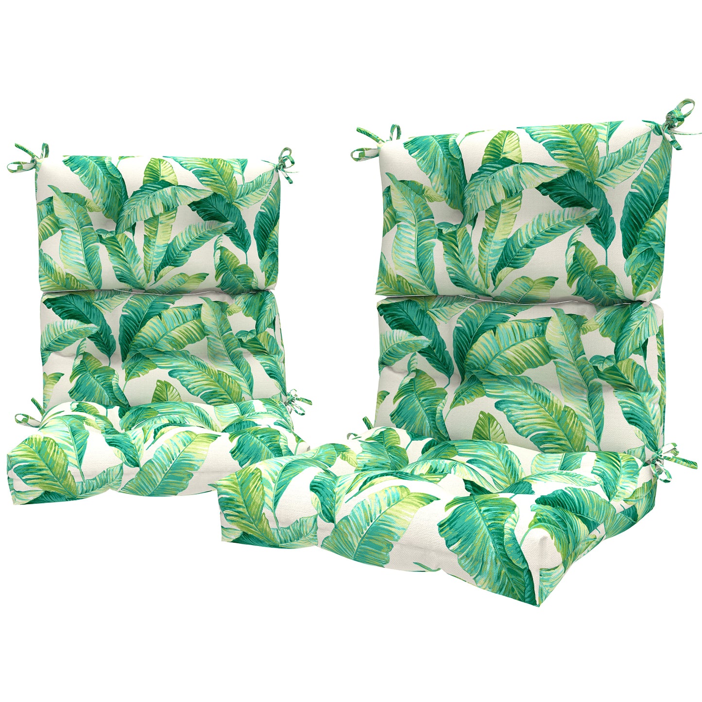 Melody Elephant Outdoor Tufted High Back Chair Cushions, Water Resistant Rocking Seat Chair Cushions 2 Pack, Adirondack Cushions for Patio Home Garden, 22" W x 20" D,Swaying Palms