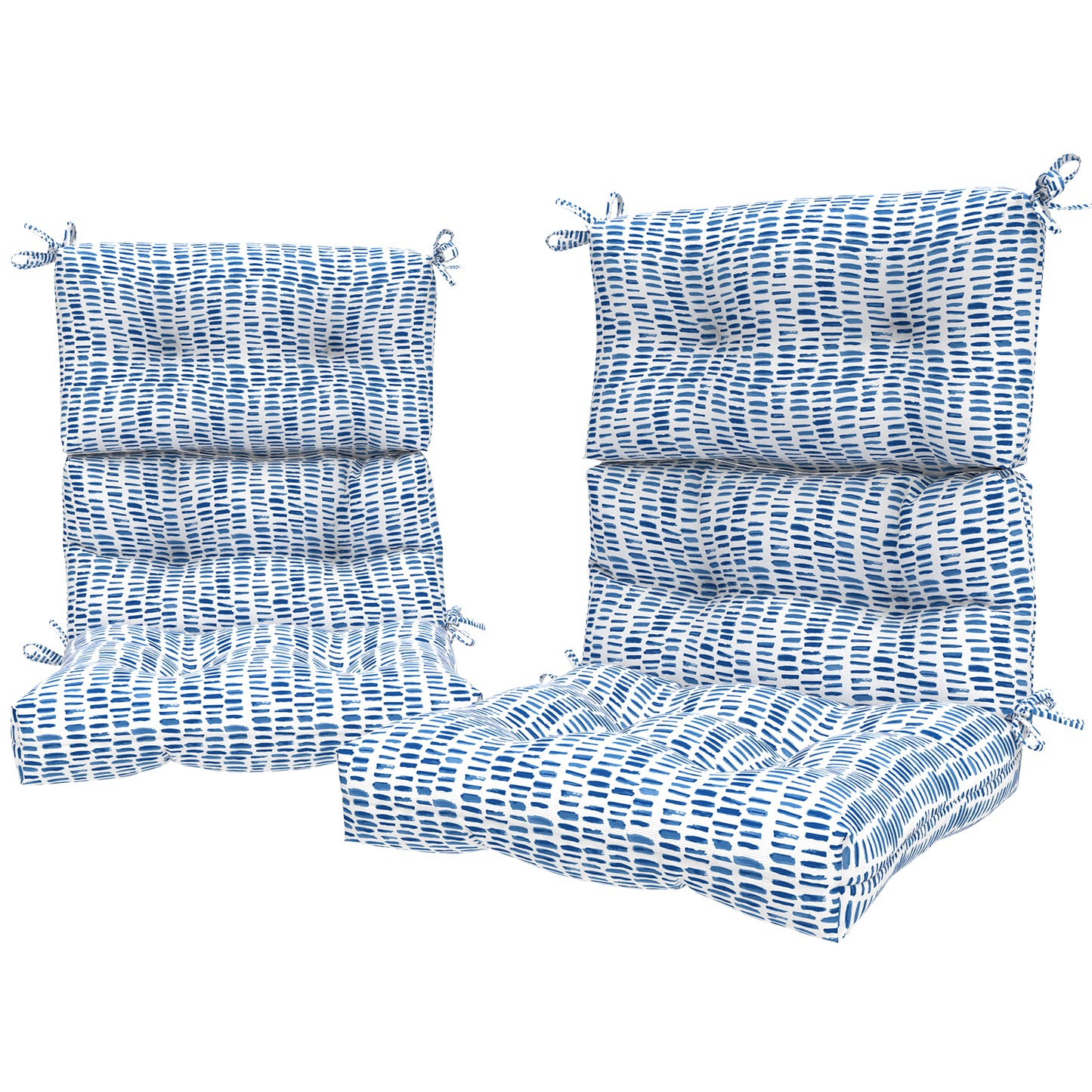 Melody Elephant Outdoor Tufted High Back Chair Cushions, Water Resistant Rocking Seat Chair Cushions 2 Pack, Adirondack Cushions for Patio Home Garden, 22" W x 20" D, Pebble Blue