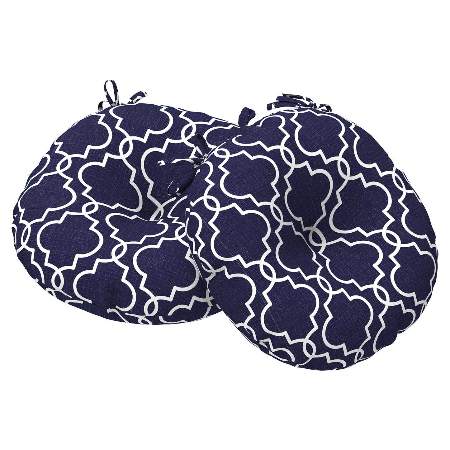 Melody Elephant Outdoor Bistro Chair Cushions, Water Repellent Furniture Chair Pads Set of 2, Round Pillow for Decoration Home and Garden, 15”x15”x4”, Carmody Navy