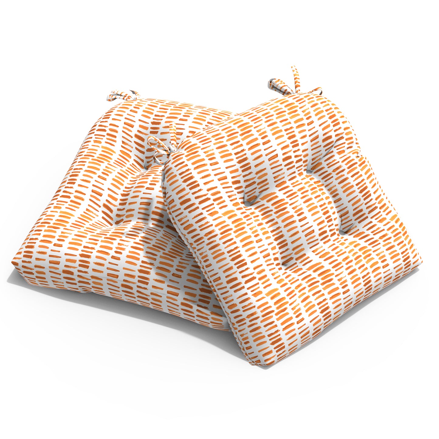 Melody Elephant Patio Wicker Chair Cushions, All Weather Outdoor Tufted Chair Pads Pack of 2, 19 x 19 x 5 Inch U-Shaped Seat Cushions of Garden Furniture Decoration, Pebble Orange