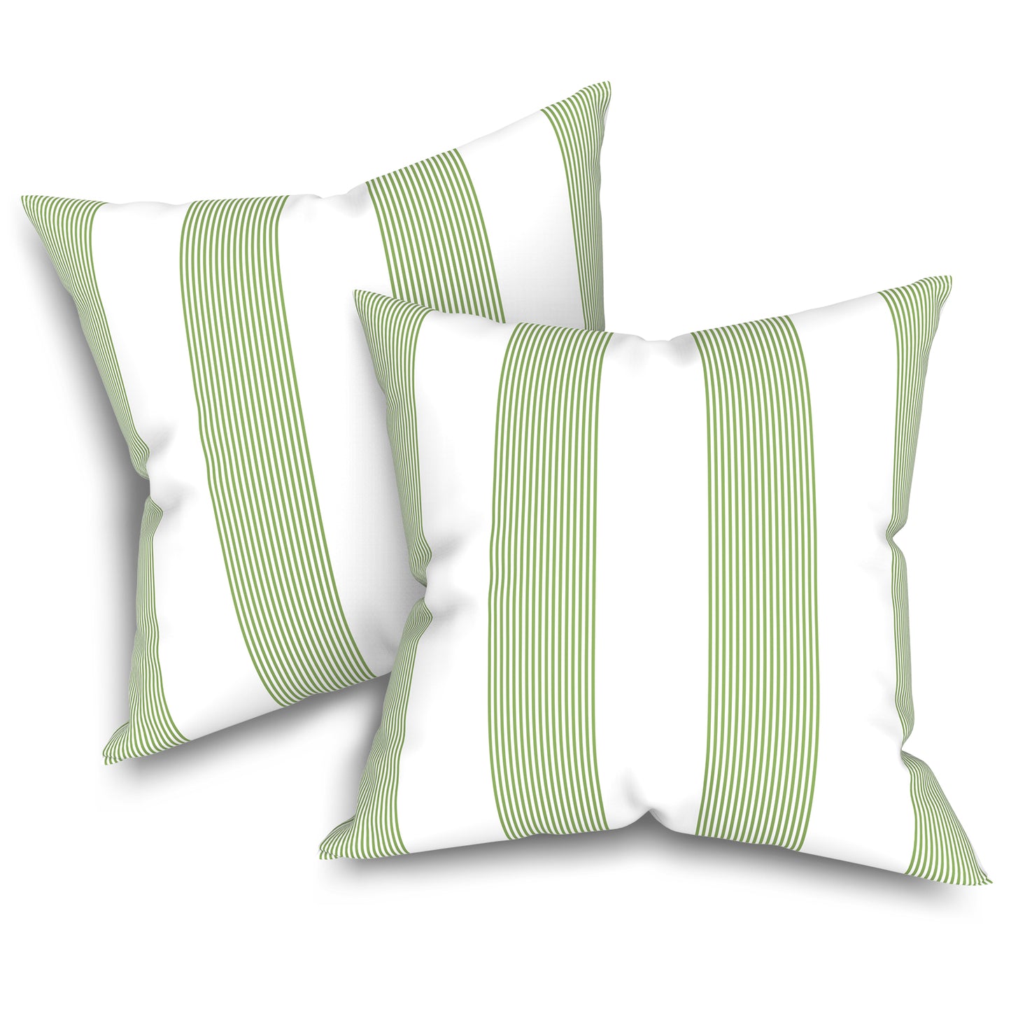 Melody Elephant Outdoor Throw Pillow Covers Pack of 2, Decorative Water Repellent Square Pillow Cases 18x18 Inch, Patio Pillowcases for Home Patio Furniture Use, Stripe Cabana Green