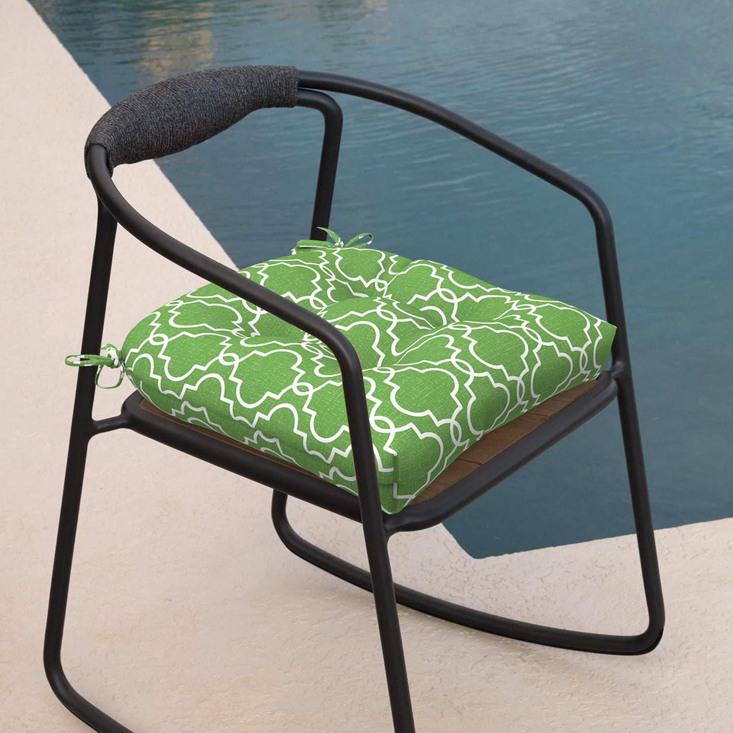 Melody Elephant Patio Wicker Chair Cushions, All Weather Outdoor Tufted Chair Pads Pack of 2, 19 x 19 x 5 Inch U-Shaped Seat Cushions of Garden Furniture Decoration, Carmody Green