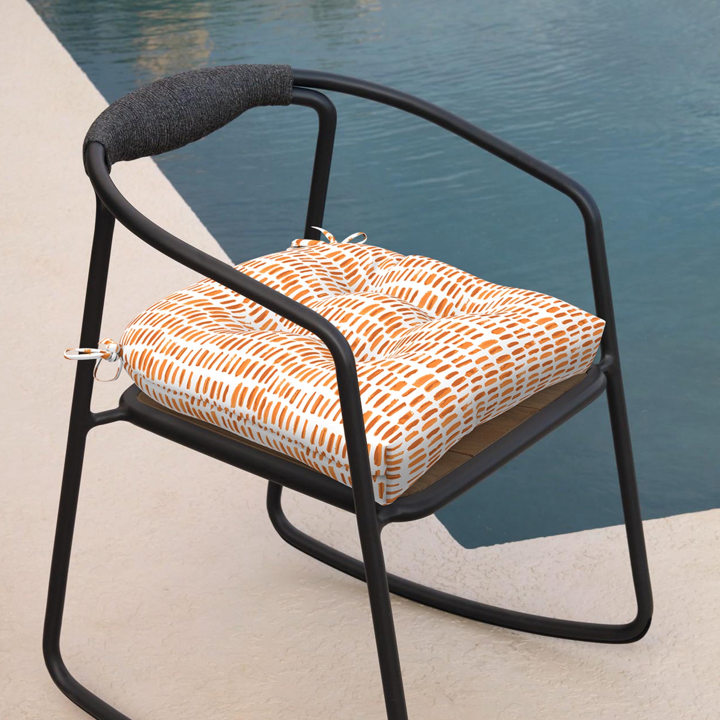 Melody Elephant Patio Wicker Chair Cushions, All Weather Outdoor Tufted Chair Pads Pack of 2, 19 x 19 x 5 Inch U-Shaped Seat Cushions of Garden Furniture Decoration, Pebble Orange